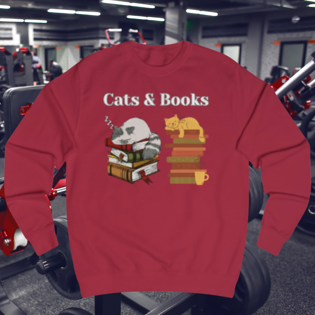 Cats and Books Fanatic Sweatshirt for Reading Lovers and Cat Lover gift ideas for Bookworms Bookish Sweatshirts Funny Kitty Cats