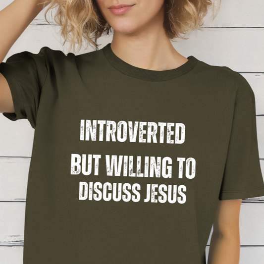 Funny Christian Shirt for Christians gifts for Mothers Day gift for Mom - Introverted But Willing to Discuss Jesus Introvert Shirt