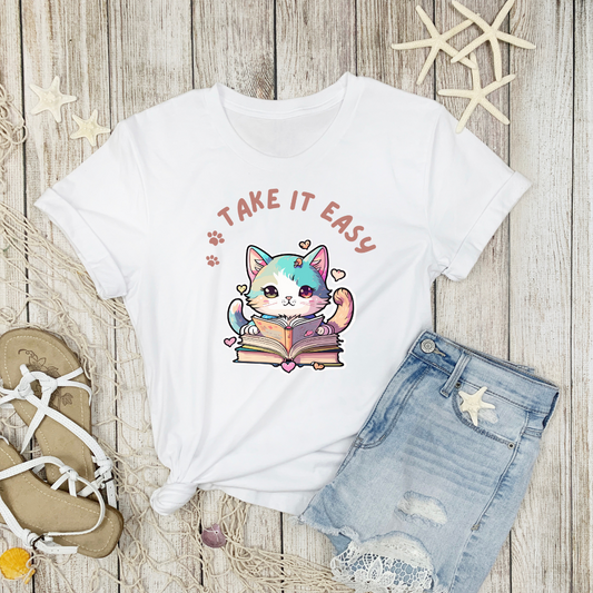 Cute Kitty Shirt Kitten Love T-shirt Cute Kitty Cat T Shirt for Cat Lover gift for Her Kitten T-Shirt Take It Easy Shirt