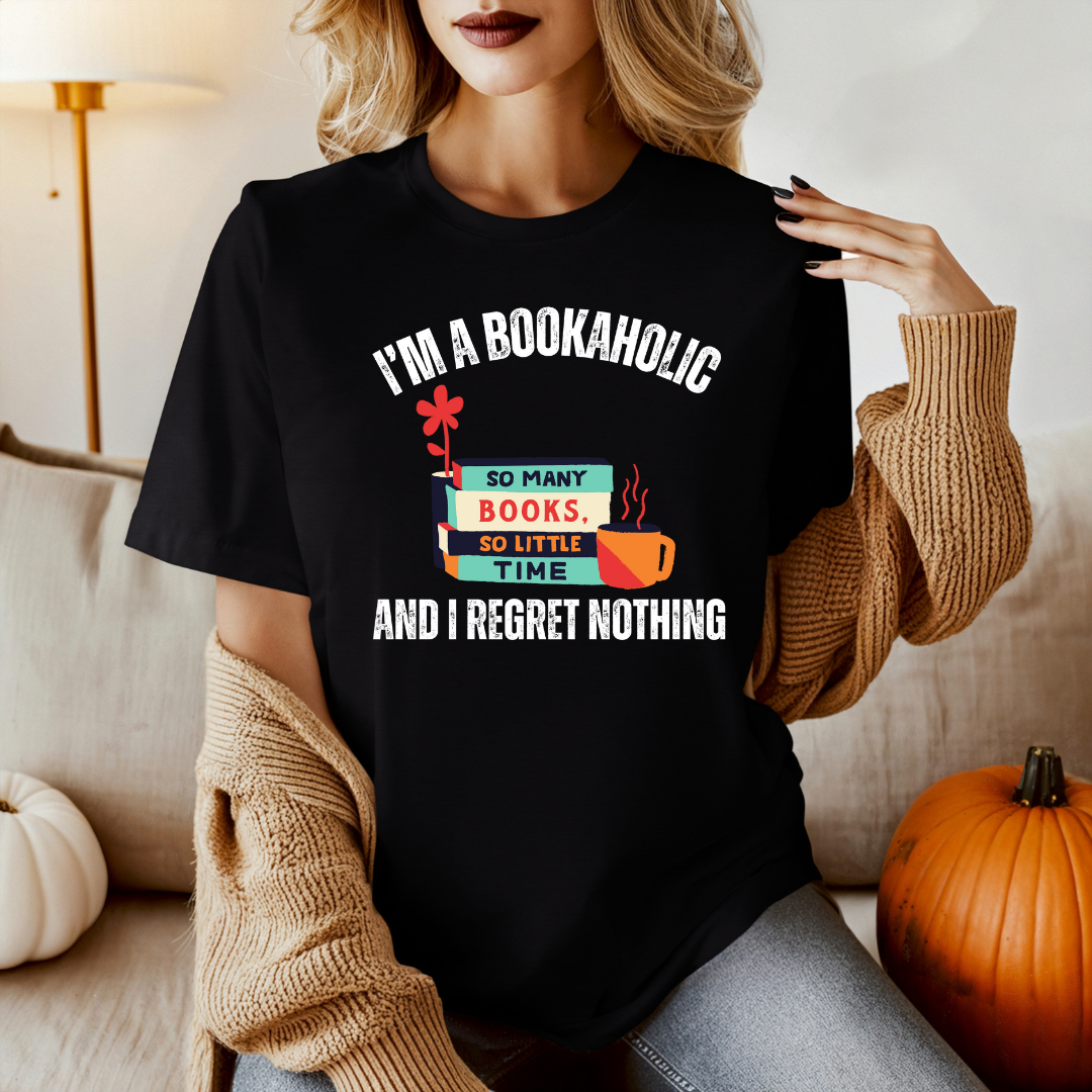 Bookaholic Funny Reading Unisex Softstyle T-Shirt, Book Addict Tee, Too Many Books So Little Time Shirt