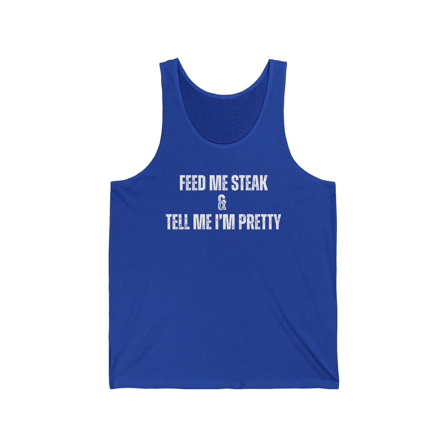 Funny Steak Unisex Tank Top, Men's BBQ Grilling Gift, Feed Me Steak Sleeveless Shirt, Steak Lover Muscle Tee, Summer Foodie Apparel