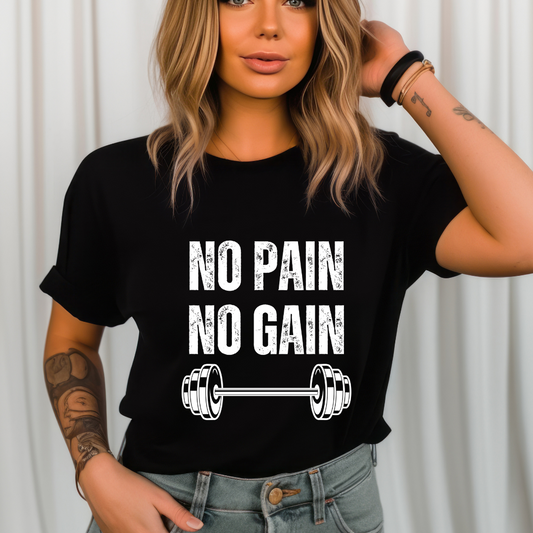 Weightlifting T Shirt Workout T-shirt Gym Lover gift for Him Powerlifting Tee No Pain No Gain Shirt