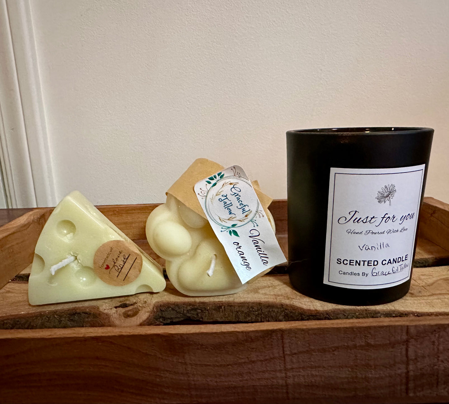 Honey Tallow Beeswax Candle All Natural Beef Tallow Candles Beeswax Candle Michigan Honey Candle Essential Oils