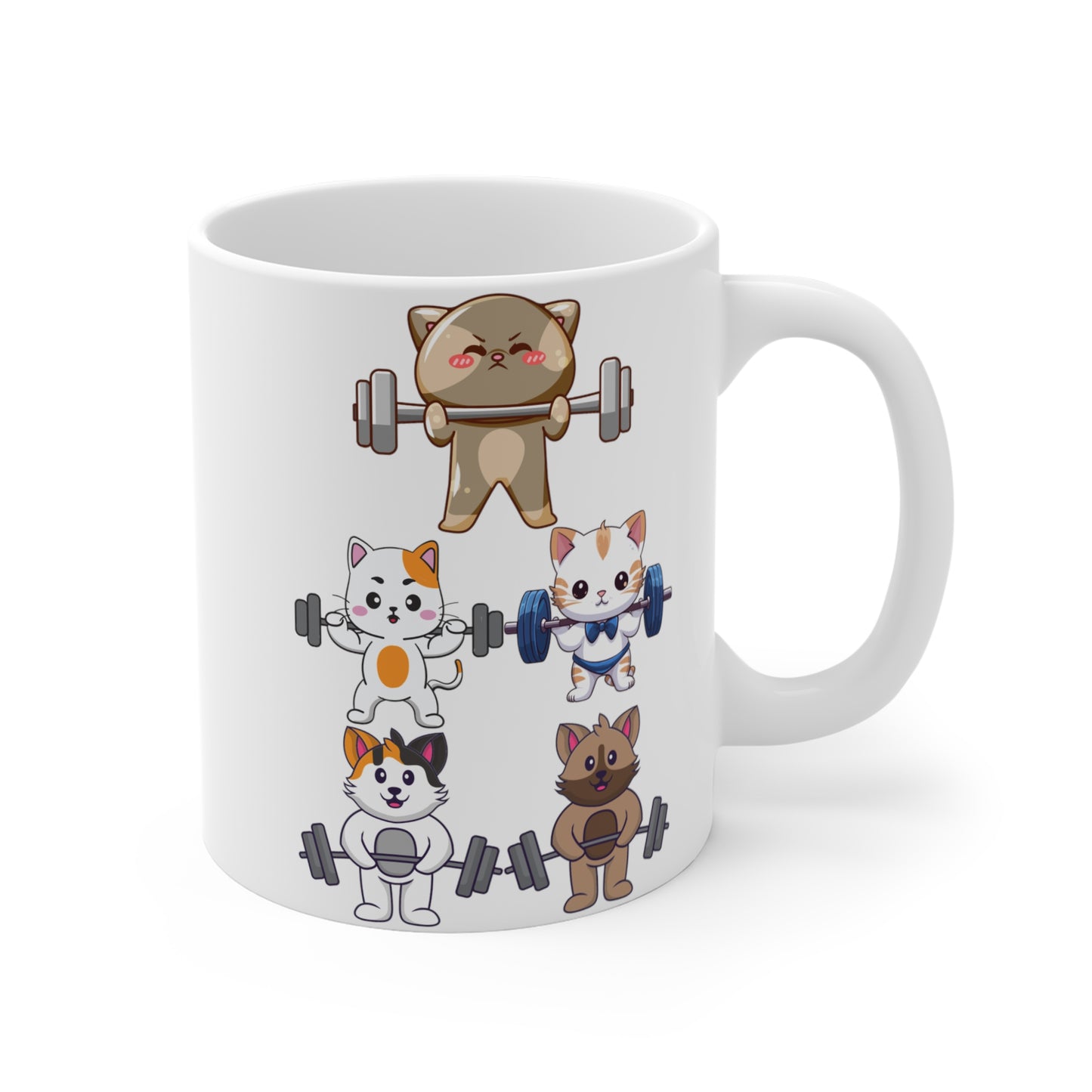 Cat Mug for Cat Lover gift for Gym Lover gift for Fitness Lover gift for Workout gift - Cats Lifting Weights 15oz Large Coffee Mug