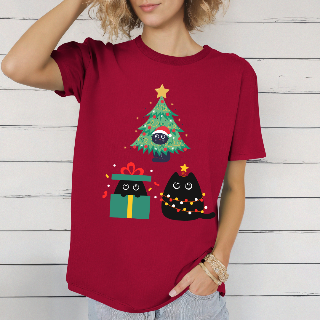 Funny Black Cat Shirt for Christmas gift for Cat Lover gifts for Cat Mom presents for Christmas Women's T Shirts for Her gifts for Her