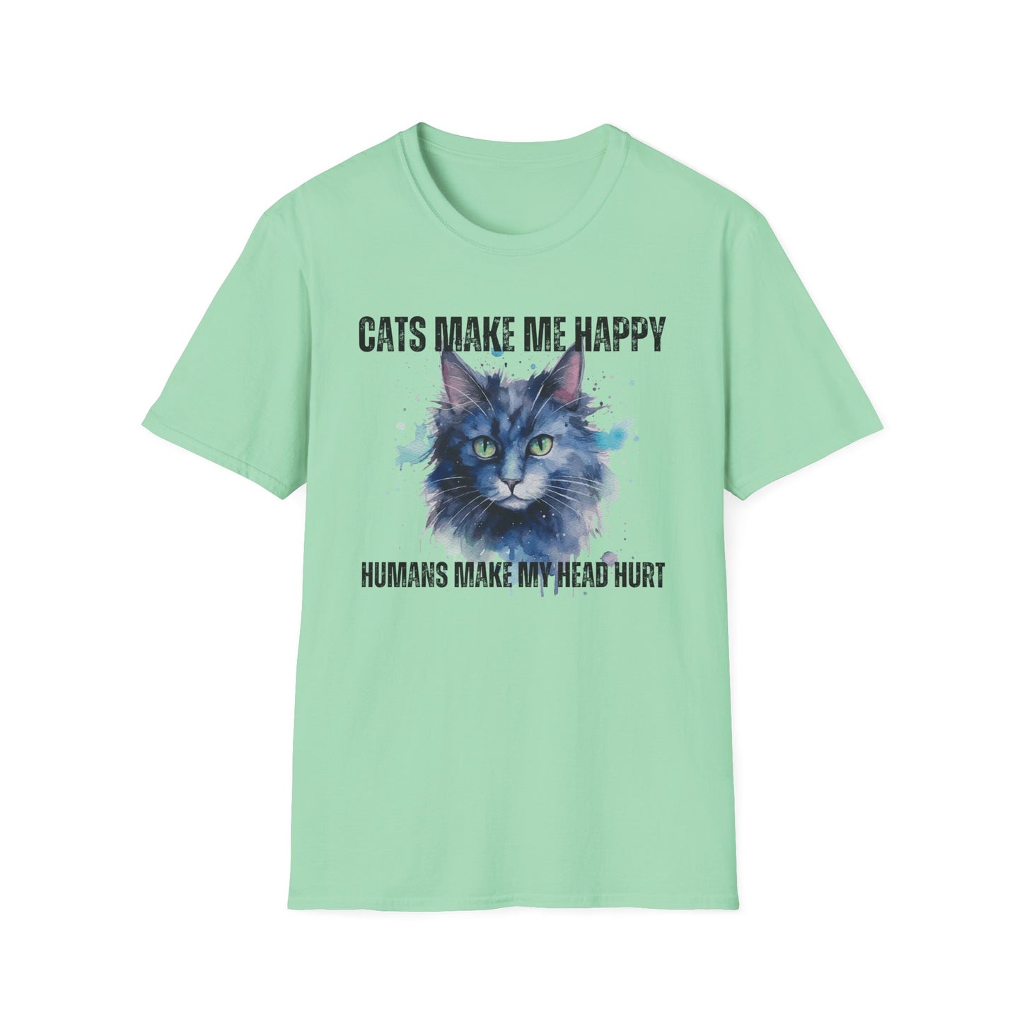 Colorful Cat Shirt for Cat Lover Tshirt for Cat Lovers gifts for Cat Moms gift Funny Cat Tshirt Cat Pun Tee Shirts Humans Make My Head Hurt