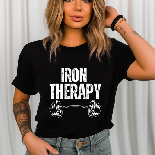 Workout Shirt IRON THERAPY T-shirt for Gym Lover gift for Fitness Lover T Shirt for Cross Fit Lover Weightlifting Shirts for Gym Rat