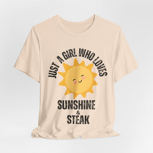 Steak and Sunshine Unisex Tee, Carnivore Diet Top, Foodie T-Shirt, Meat Lover Shirt, BBQ Party Wear, Grilling Apparel