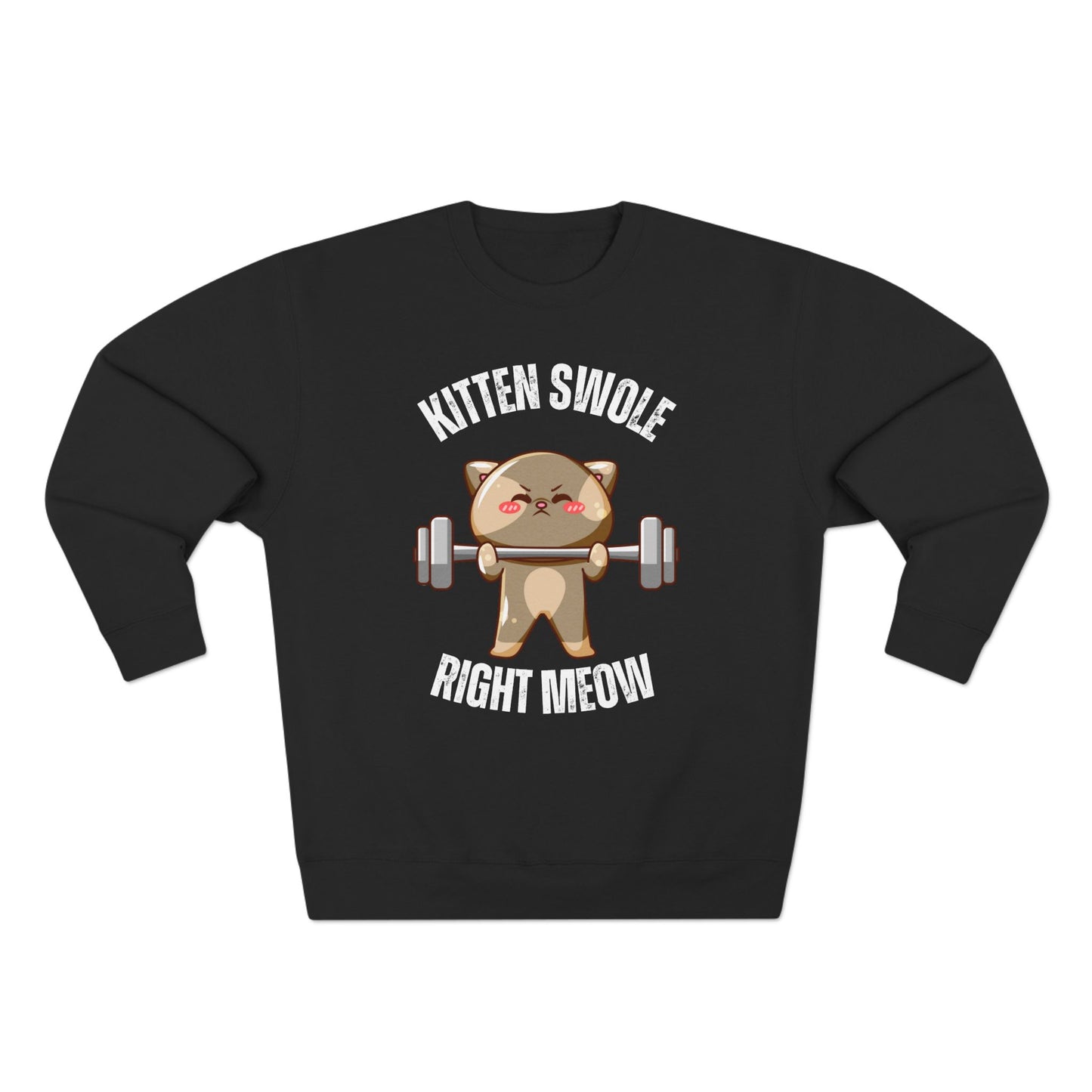 Kitten Swole Right Meow Sweatshirt, Cat Lover Gift, Funny Animal Sweater, Pet Owner Jumper, Cute Kitty Top, Workout Pullover