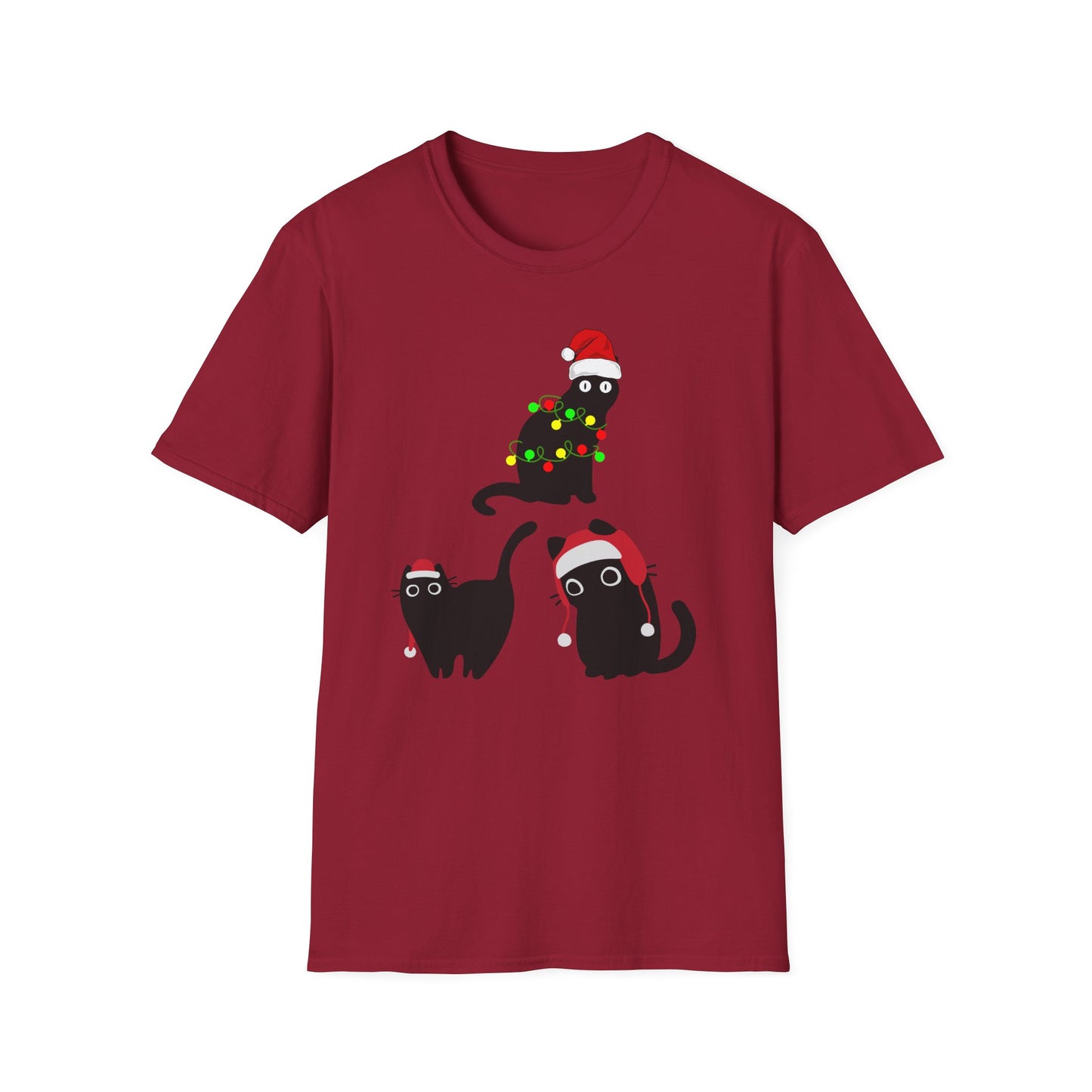 Christmas Cat T-shirt for Black Cat Lover gift for Christmas Kitty Tshirts for Cat Mom present for Christmas T Shirt for Funny Cats Tees