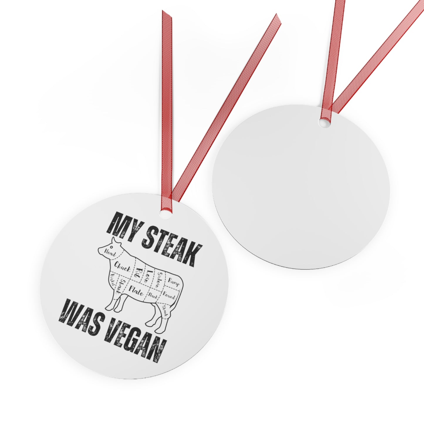 Funny Christmas Ornament for Carnivore Diet gifts for Christmas Metal Ornaments Carnivore Keychains My Steak Was Vegan Tree Ornament