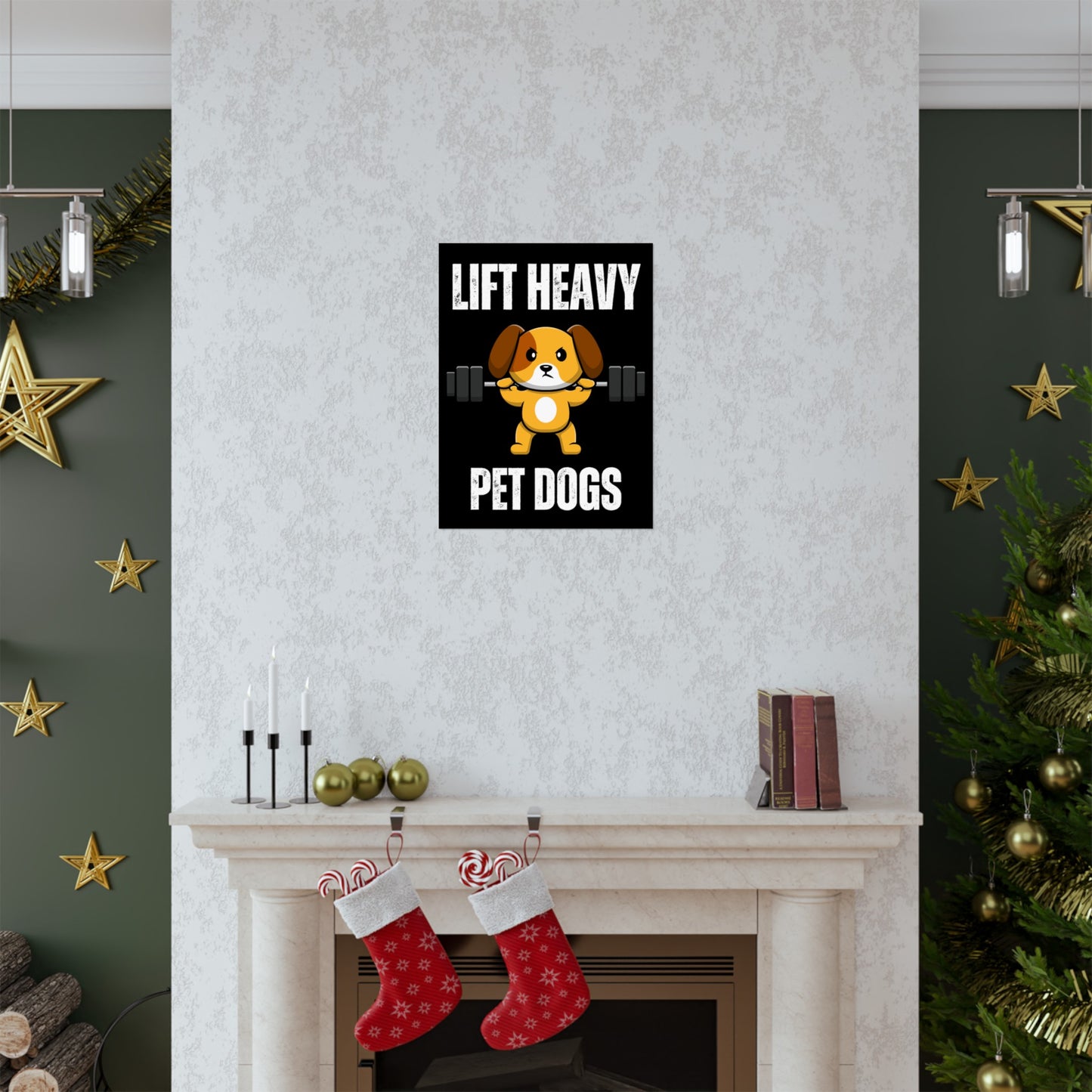 Gym Decor Gym Posters for Powerlifter gift for Fitness Lover gifts for Weightlifting Poster Sports Posters Lift Heavy Pets Dogs Wall Art