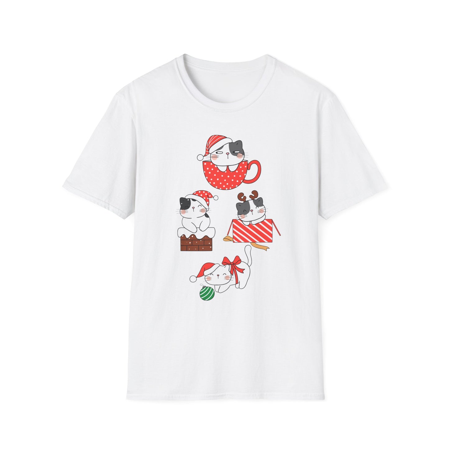 Cat T-shirt for Christmas presents for Cat Lady gifts for Cat Lover Tshirts for Women Christmas T Shirt for Holiday party Shirts for Her