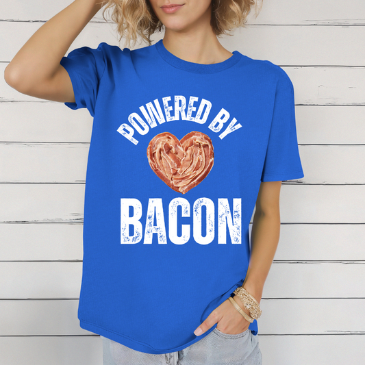 Powered By Bacon Tshirt for Carnivore Diet gift for Meat Lover Shirts for Bacon Lovers gifts Breakfast Shirt Foodie T-shirts for Dad gift