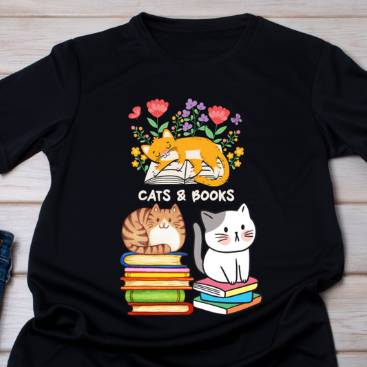 Reading Cats T shirt for Cat Lover gift Book Lover gift Reader T shirt Cute Cat Shirt for Cat Mom Gift Cats and Flowers Cats and Books Tee
