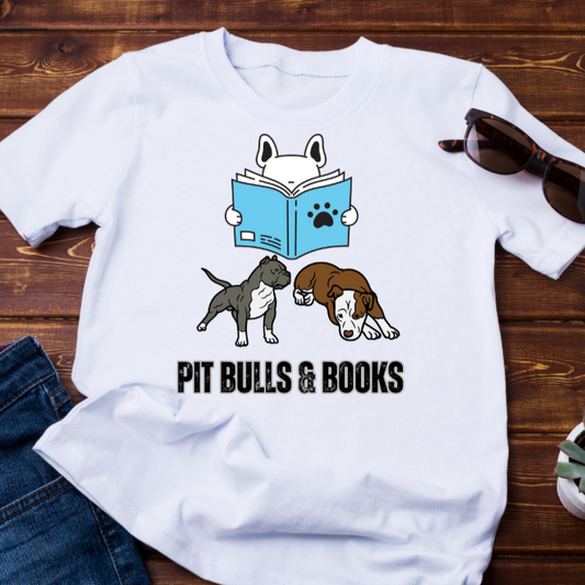 Pit Bulls & Books Lover Tee Shirts Shirt Pit Bull Reading Dog T shirt for Dog Lover gift Dog Books Shirt T-shirt Book Lover Gift for Pit Bull Lover gift