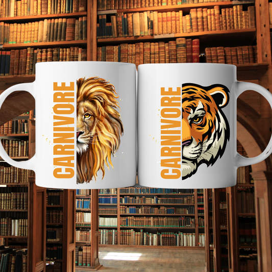 Carnivore Mug for Barbecue lover BBQ gifts for Dad Lion Coffee Mug Tiger Carnivore gift Grilling gifts Beef Meat Lover Mug