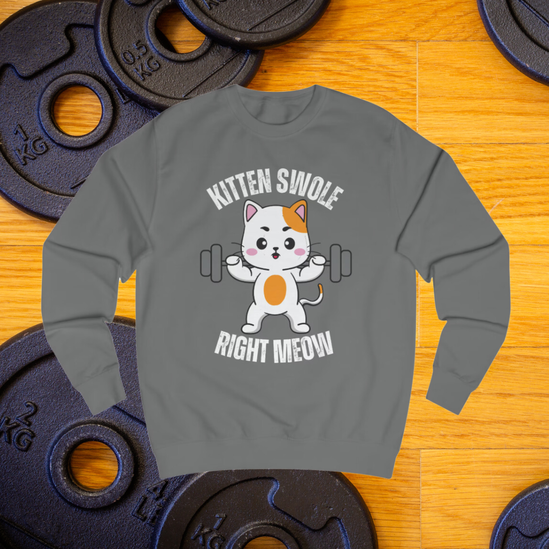 Cat Working out SweatShirt for Cat Lover gift for Gym Lover gift for Fitness Gift - Funny Cat Sweatshirt - Gym Pullover Sweater