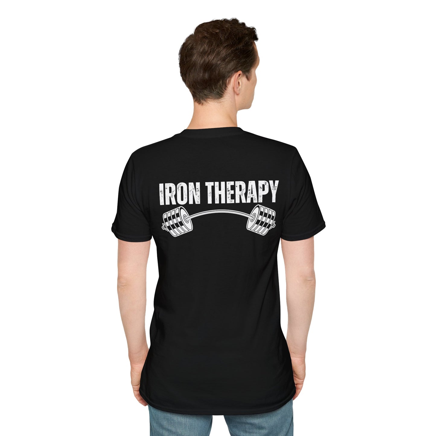 BACK DESIGN Gym Shirts Iron Therapy Gym shirt for Workout Lovers gift for Fitness Lover T-shirts for Men t shirt for Women's Tee Gym Rat gift Back Text