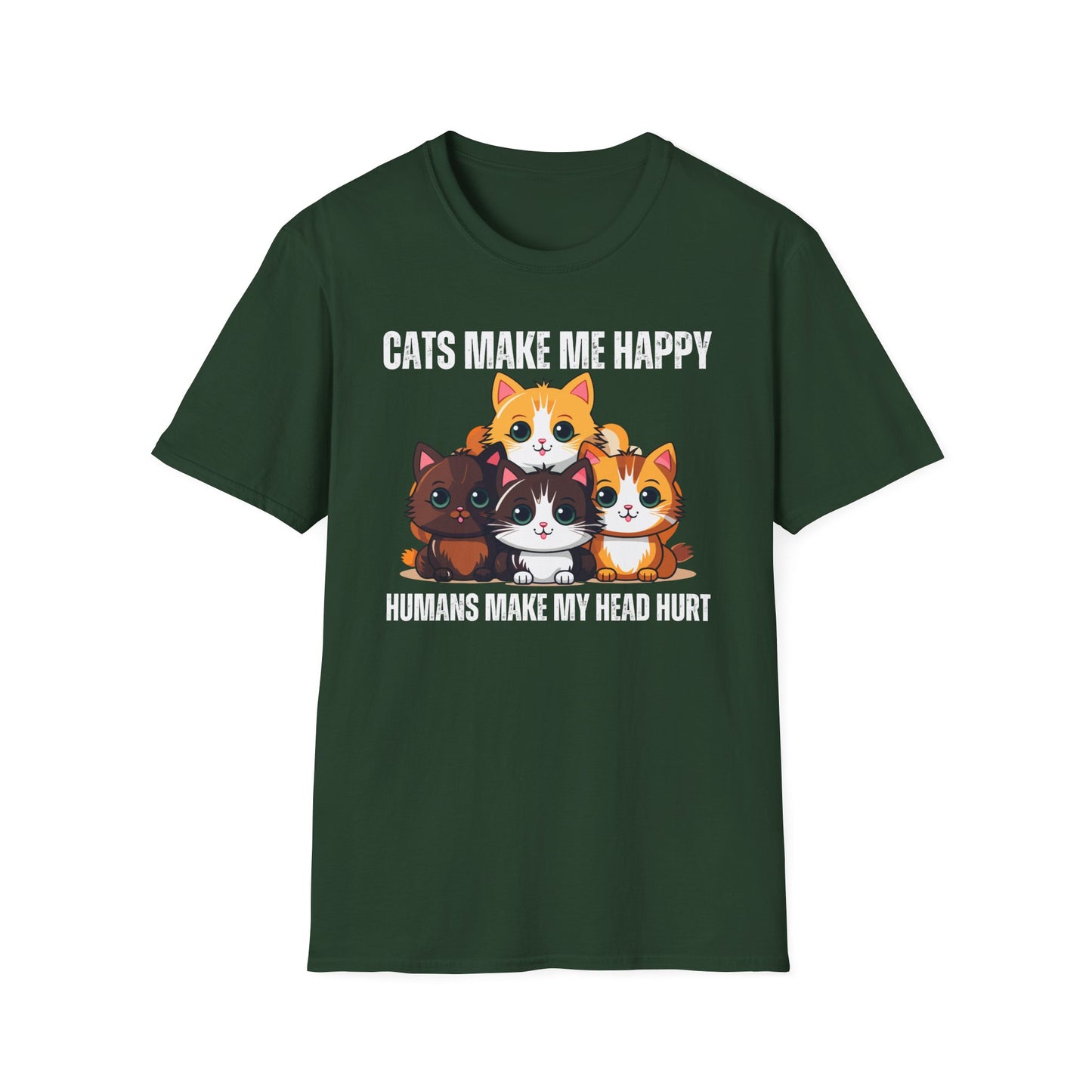Funny Kitten Shirt for Cat Lover gift for Cat Mom T Shirts Cute Kitty T-shirt for Cat Addict gifts Cats Make Me Happy Humans Make My Head Hurt