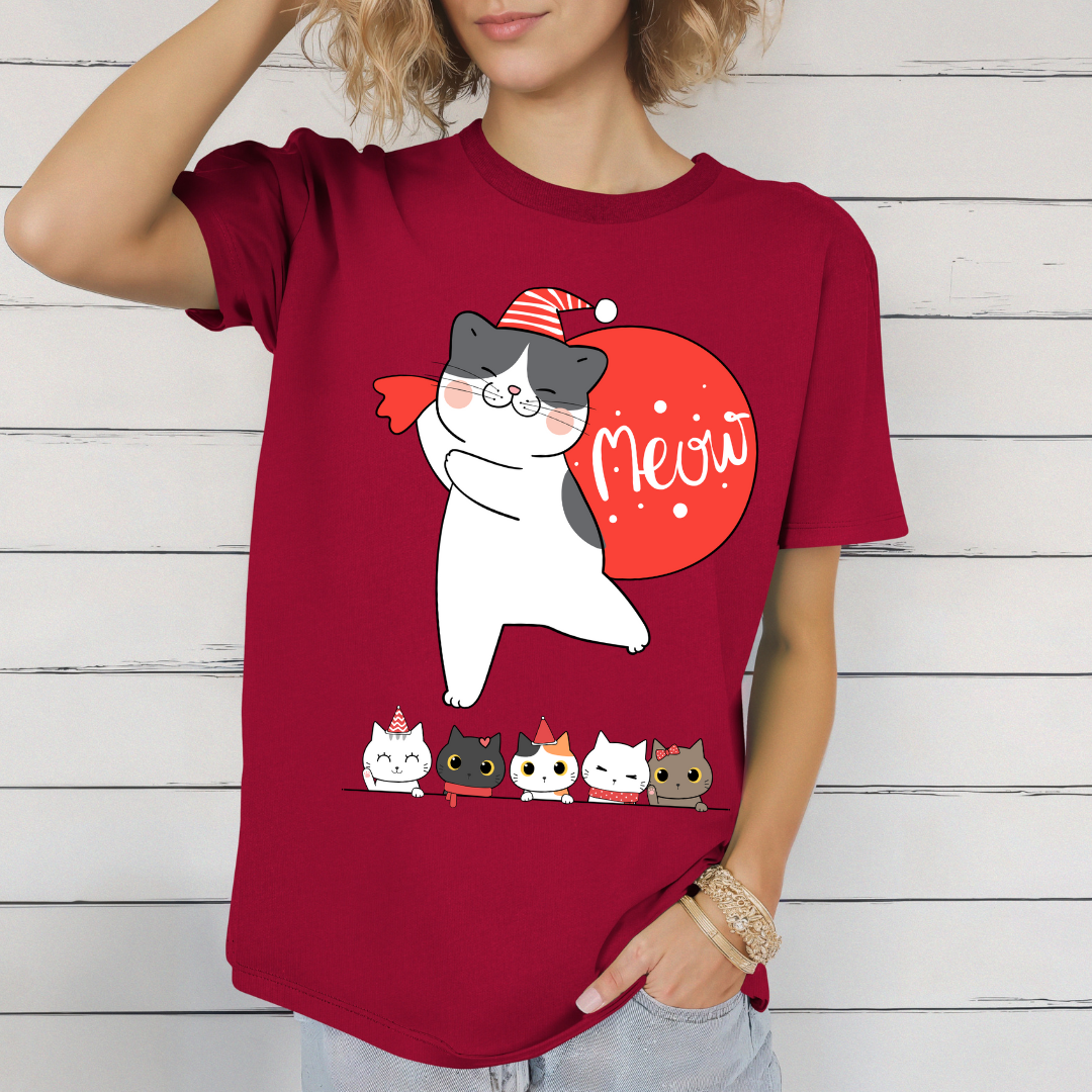 Cute Kitten Shirt for Christmas cat Presents for Cat Mom gifts for Christmas present for Cat Lover T-shirt Adorable Cats T Shirts Meow