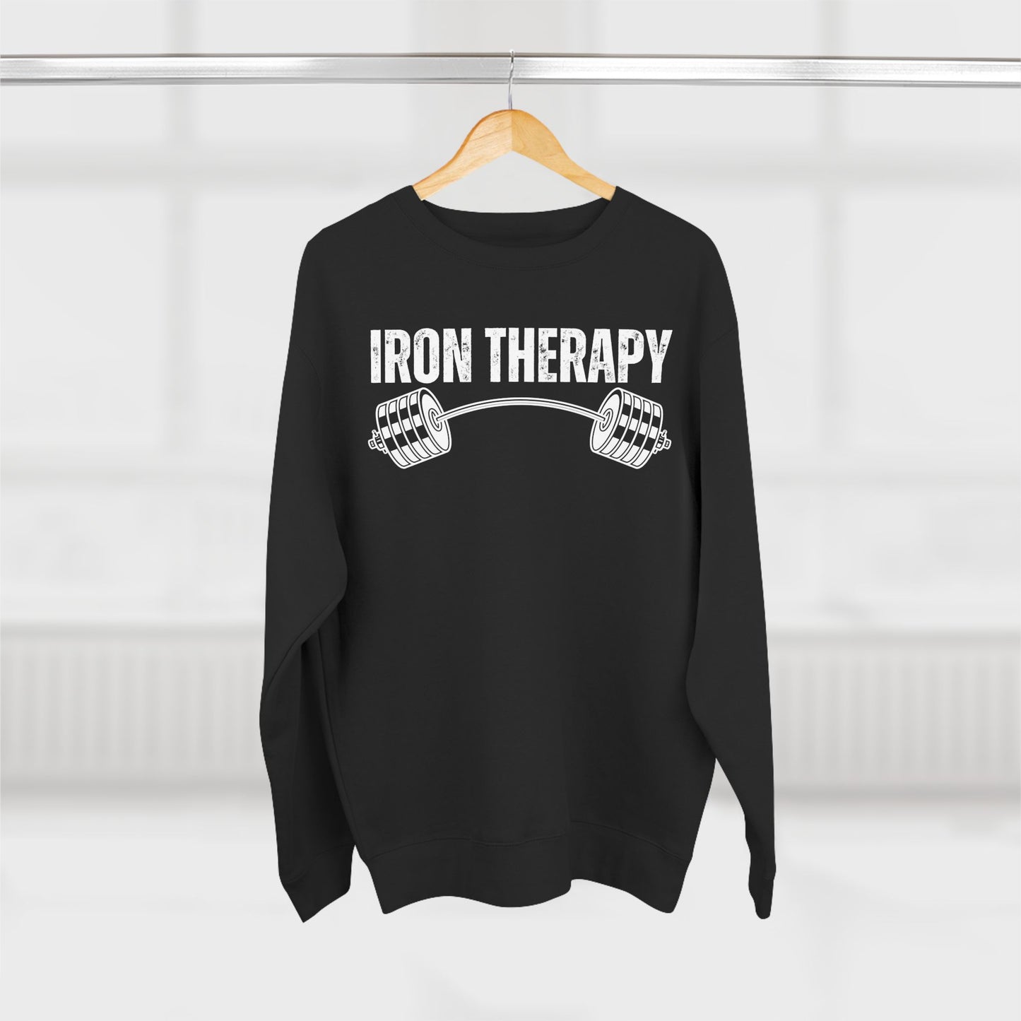 Iron Therapy Unisex Crewneck Sweatshirt, Workout Sweatshirt, Gym Clothes, Fitness Jumper, Exercise Pullover