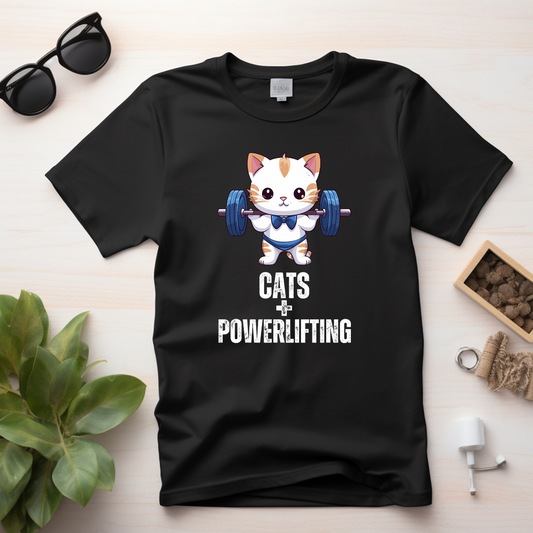 CATS & POWERLIFTING T-Shirt for Cat Lover gift for Powerlifter gift Powerlifting Cat Shirt Funny Weightlifting CAT T Shirt