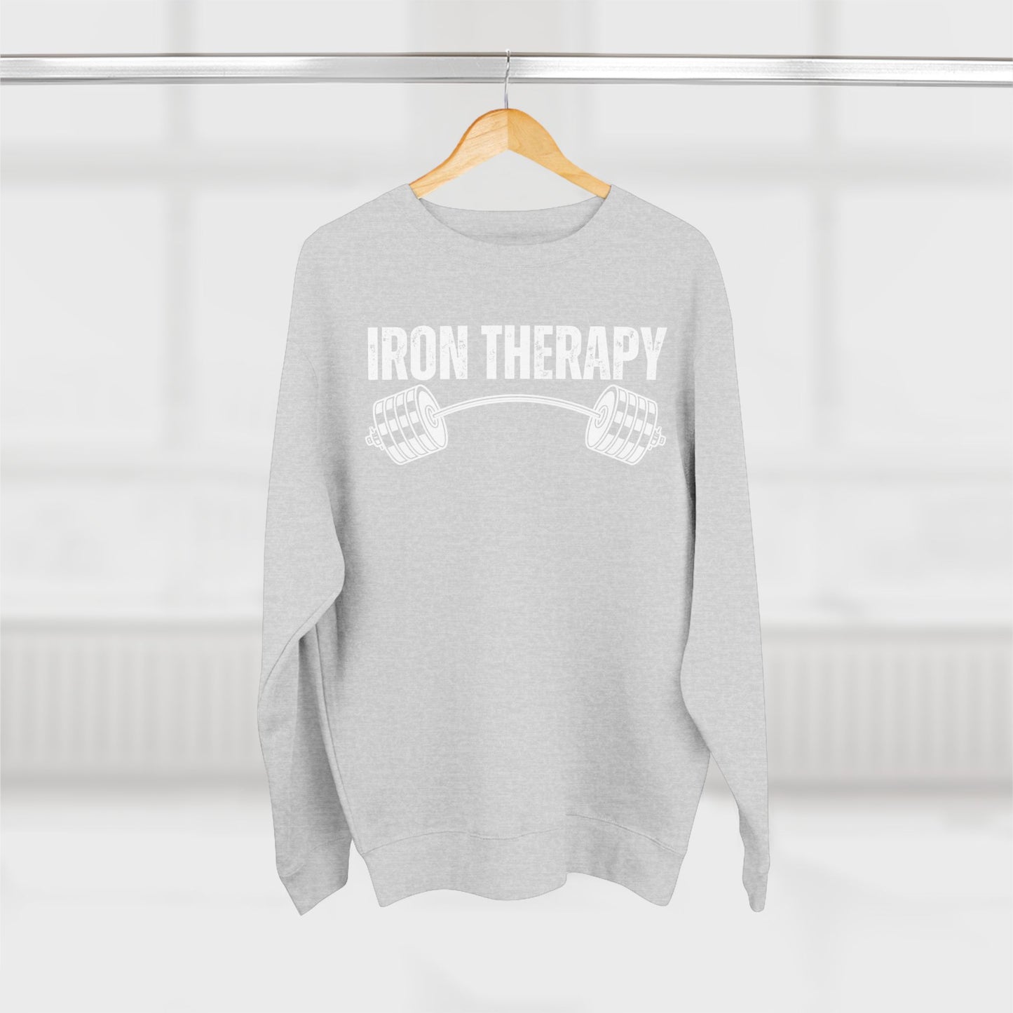 Iron Therapy Unisex Crewneck Sweatshirt, Workout Sweatshirt, Gym Clothes, Fitness Jumper, Exercise Pullover
