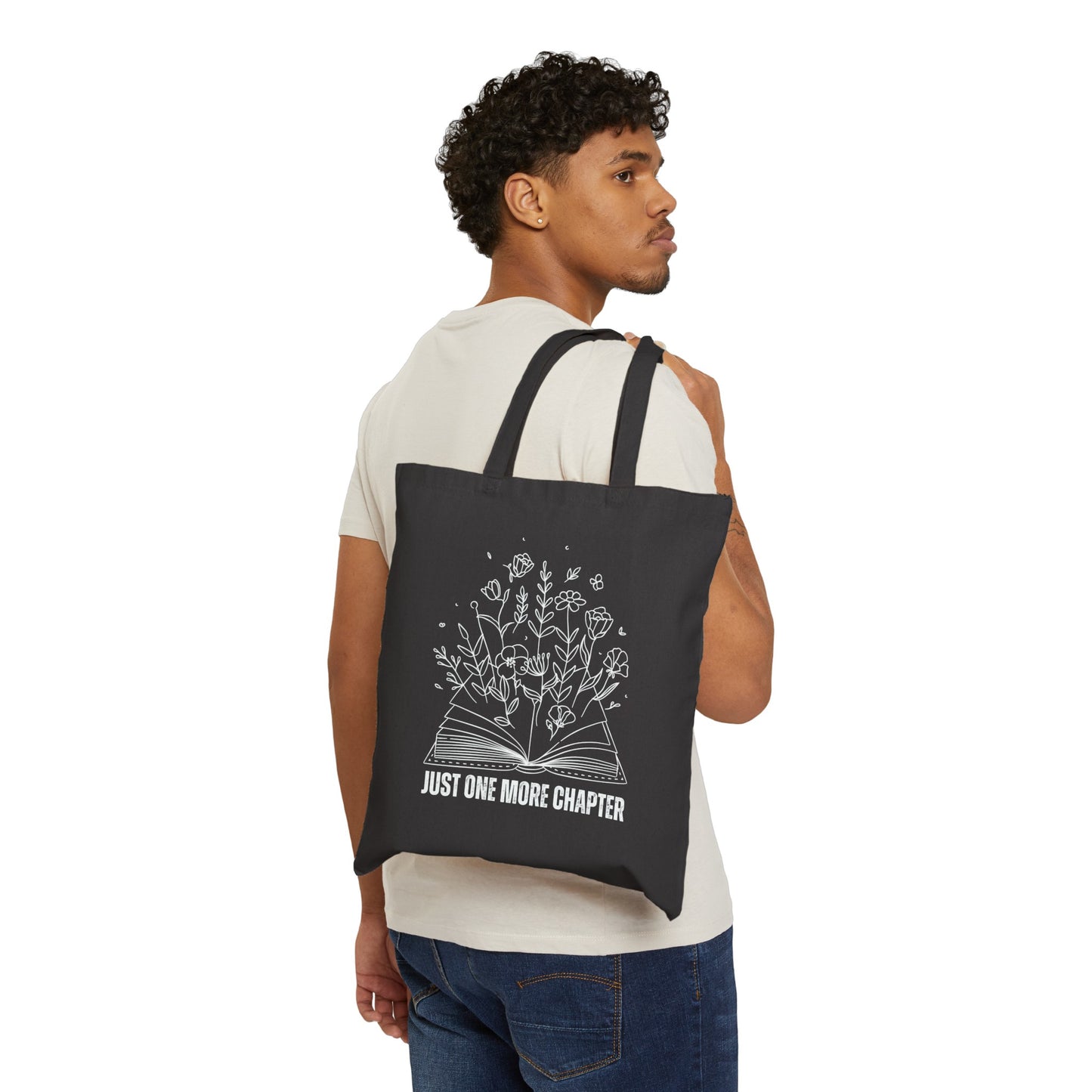 Bookish Tote Bag for Book Carrier Tote Bag for Book Lover gift for Reading Bags for Librarian Just One More Chapter Book Bag Floral Tote Bag