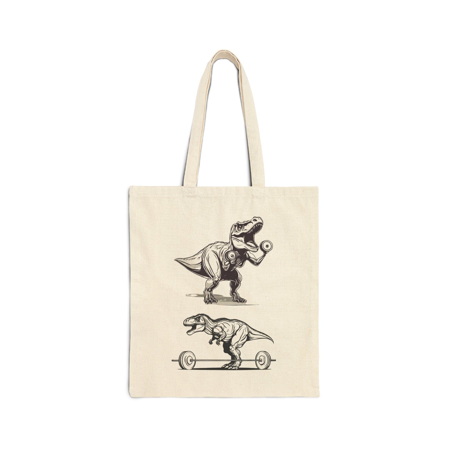 Funny Dinosaur Working Out Tote Bag T-rex Lifting Weights Canvas Tote Bag for Dinosaurs Lover gift for Gym Rat Fitness bags Workout Bag