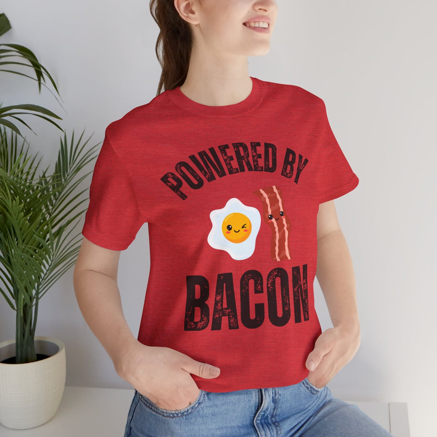 Funny Bacon & Egg T-shirt for Meat Lover Gift for Bacon Lover Shirt for Carnivore gift for Meat T Shirt Powered By BACON Tee