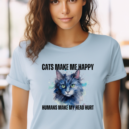 Colorful Cat Shirt for Cat Lover Tshirt for Cat Lovers gifts for Cat Moms gift Funny Cat Tshirt Cat Pun Tee Shirts Humans Make My Head Hurt