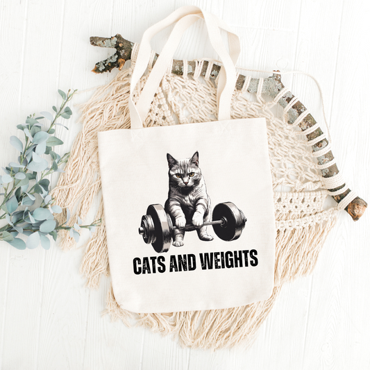 Funny Cat Deadlifting Tote Bag Funny Gym Bags for Cat Lovers gifts for Cat Mom Fitness Tote Bag for Workout lover Cute Kitty Cats Totes