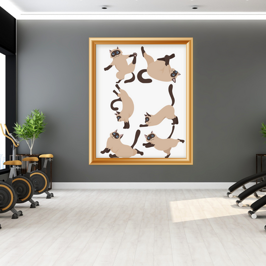 Funny Gym Poster for Cat Lover gift for Cats Mom gifts for Dad Funny Kitty Cats Doing Yoga Posters Workout Fitness Gym rat Wall Art