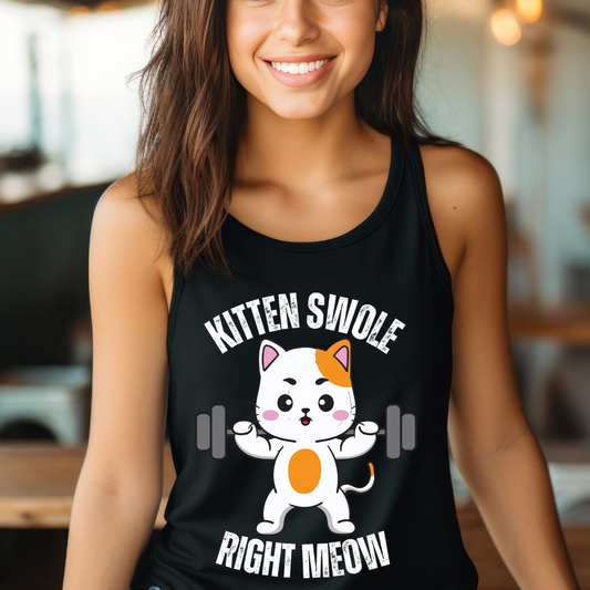 Workout Tank Top for Cat Lover gift for Gym giftsFunny Cat Pun Shirt Cat Saying Tshirt  Cats Quote Tank Tops Kitten Swole Right Meow
