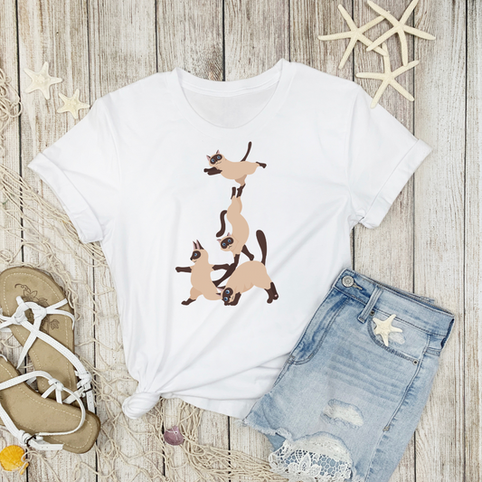 Funny CAT YOGA tee! Siamese Cat's doing yoga! Cat Lover gift for Yoga Lover gift Unisex Soft Cotton T-Shirt