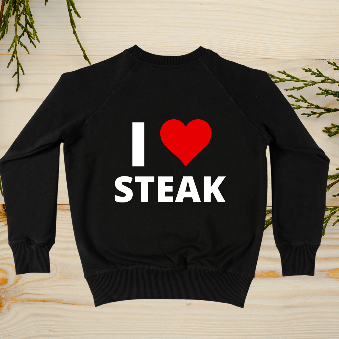 I Heart Steak Sweatshirt I Love Steak Sweater Meat Lover Pull Over for Steak Lover Soft Sweat Shirt Grill Master Gift for Him or Her