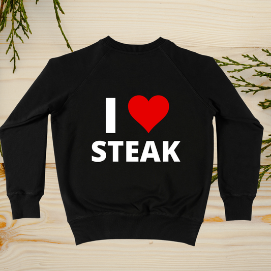 I Heart Steak Sweatshirt I Love Steak Sweater Meat Lover Pull Over for Steak Lover Soft Sweat Shirt Grill Master Gift for Him or Her