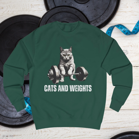 Cat Deadlifting SweatShirt for Cat Lover gift for Powerlifting Cat Sweater - Funny Sweatshirt - Cat Weightlifting for Cat Lover Pullover