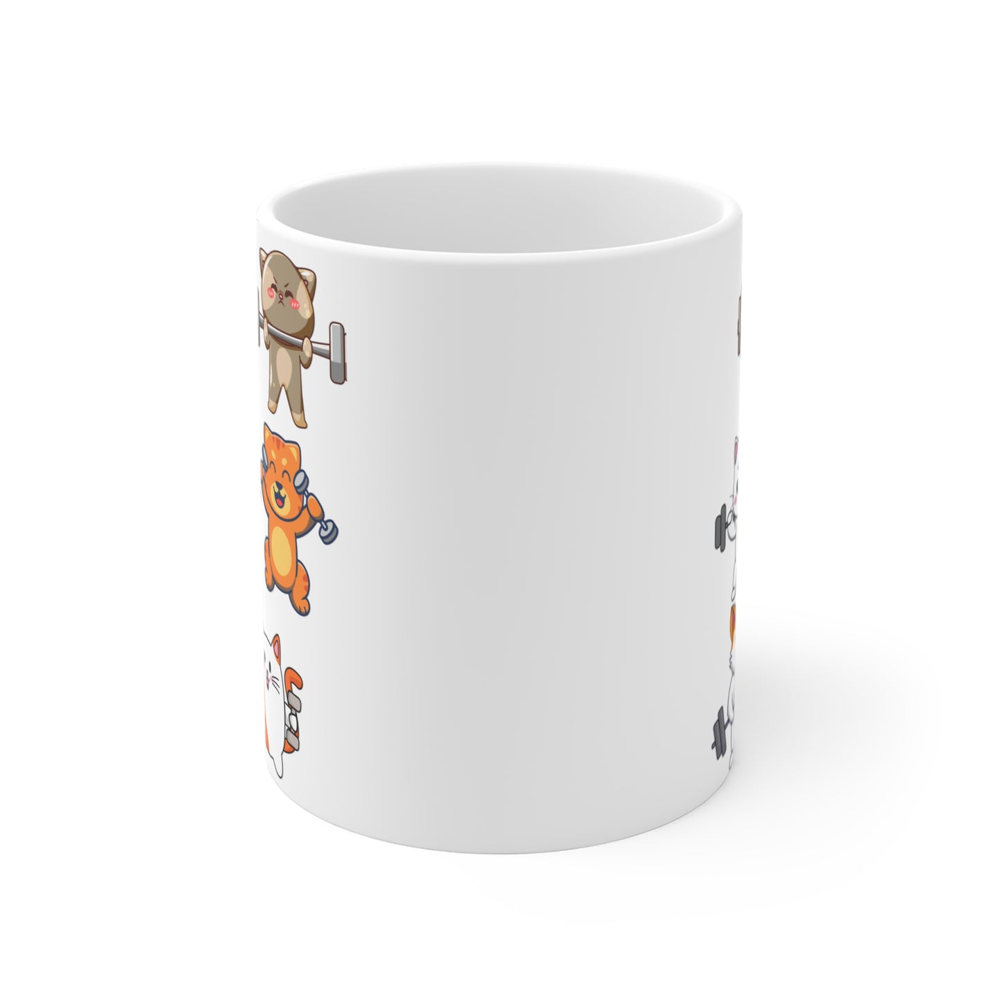Cat Mug for Cat Lover gift for Gym Lover gift for Fitness Lover gift for Workout gift - Cats Lifting Weights 15oz Large Coffee Mug