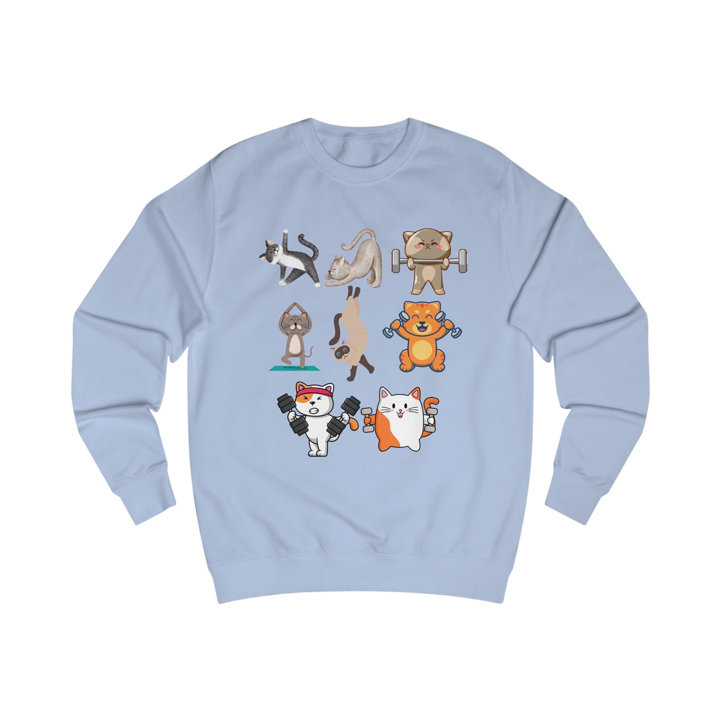 Funny Cats Working Out Sweatshirt Cat SweatShirts for Gym Lover gift for Cat Lover Cats Working Out Weightlifting Cats Lifting Weights Pull Over Sweater