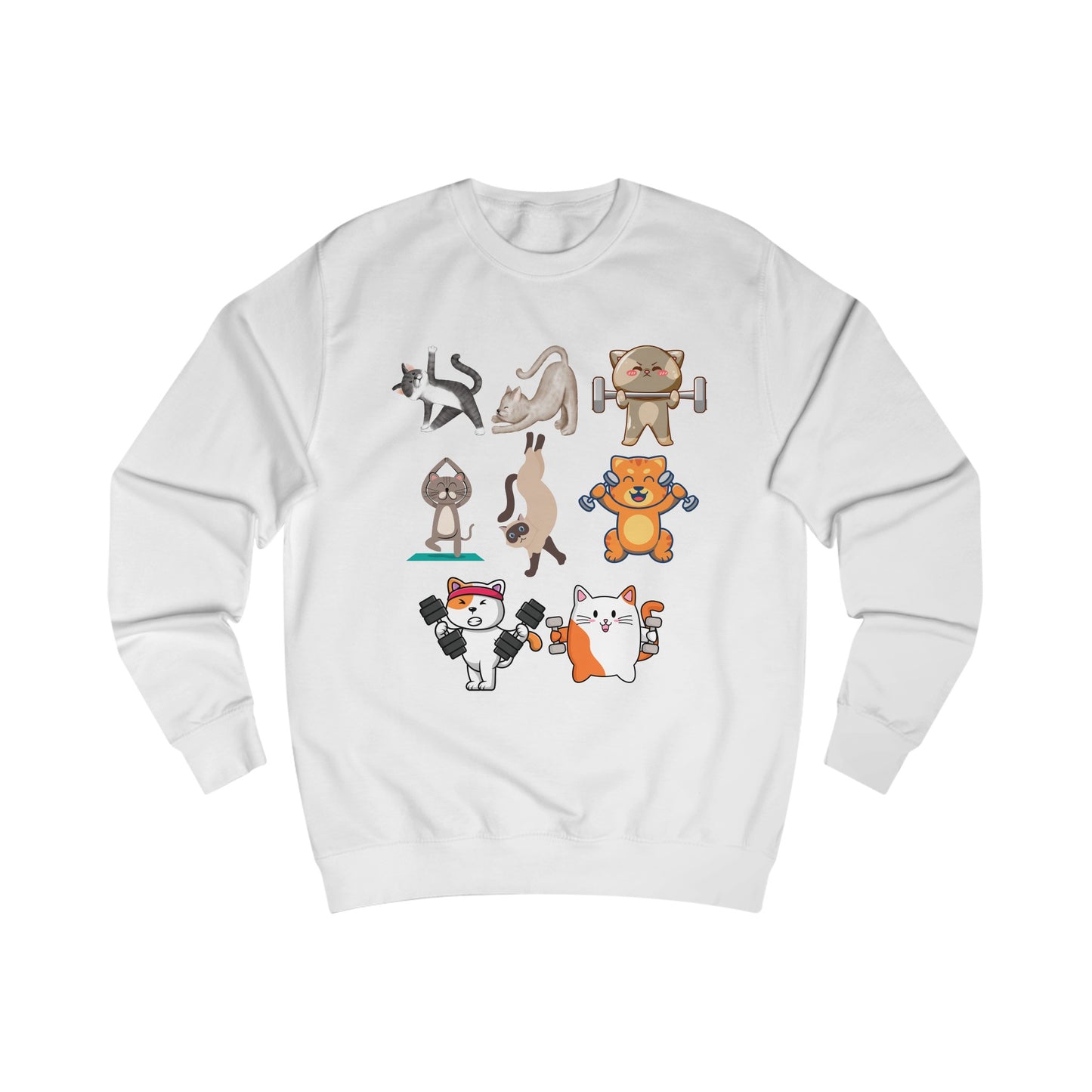 Funny Cats Working Out Sweatshirt Cat SweatShirts for Gym Lover gift for Cat Lover Cats Working Out Weightlifting Cats Lifting Weights Pull Over Sweater