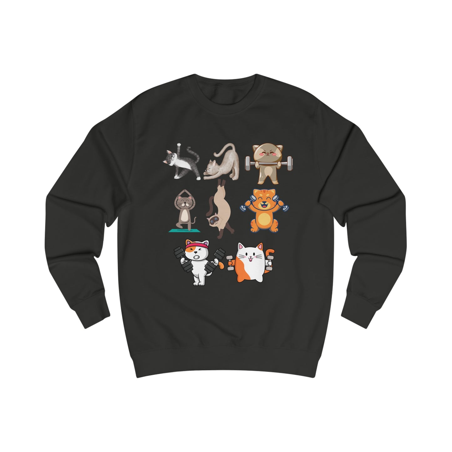 Funny Cats Working Out Sweatshirt Cat SweatShirts for Gym Lover gift for Cat Lover Cats Working Out Weightlifting Cats Lifting Weights Pull Over Sweater