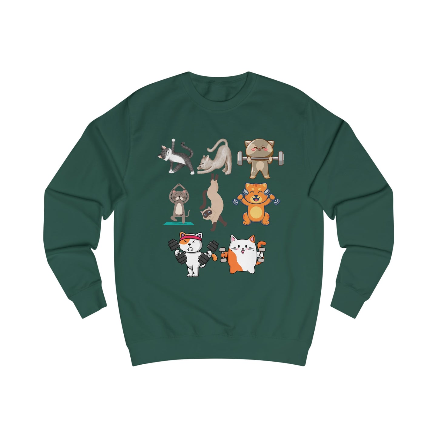 Funny Cats Working Out Sweatshirt Cat SweatShirts for Gym Lover gift for Cat Lover Cats Working Out Weightlifting Cats Lifting Weights Pull Over Sweater