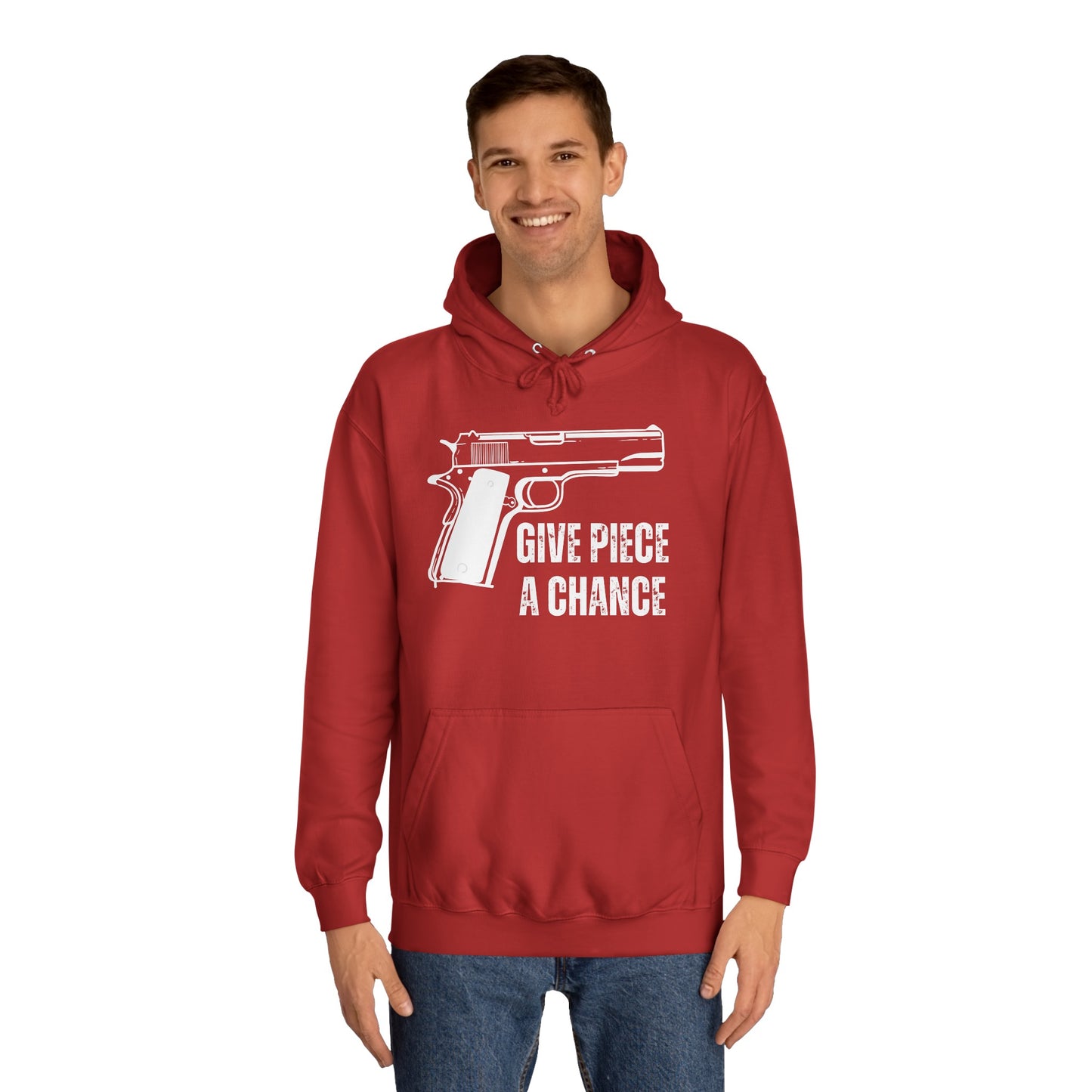 Gun Lover Hoodie Funny Hoodie for Mens gifts for Him Conservative Hoodie for Republican gift 1911 Pistol Give Piece A Chance