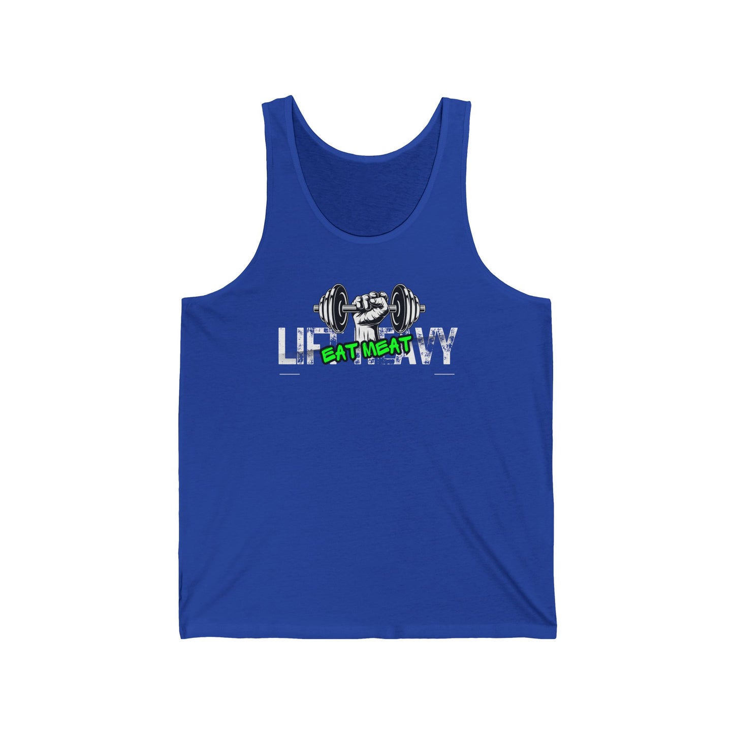 Unisex Tank Top, Weightlifting Workout Muscle Tee, Fitness Gym Apparel, Lift Heavy Eat Meat Sleeveless Shirt, Bodybuilding Exercise Clothing