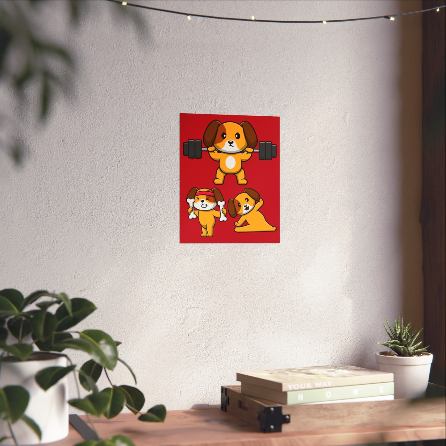 Gym Poster Funny Dog Lifting Weights Dogs Working Out Posters Powerlifting Puppy Poster for Workout Lover Gym Rat Home Gym Decor Wall Art