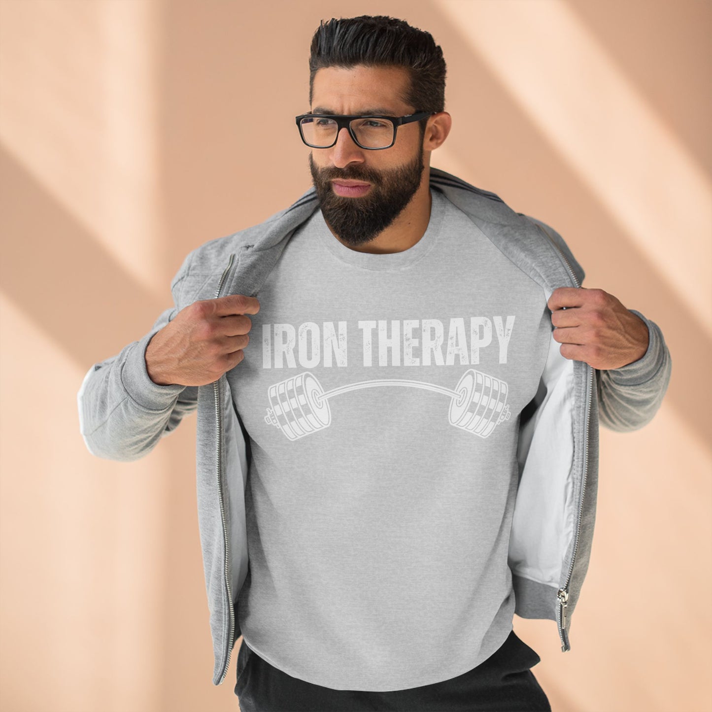 Iron Therapy Unisex Crewneck Sweatshirt, Workout Sweatshirt, Gym Clothes, Fitness Jumper, Exercise Pullover