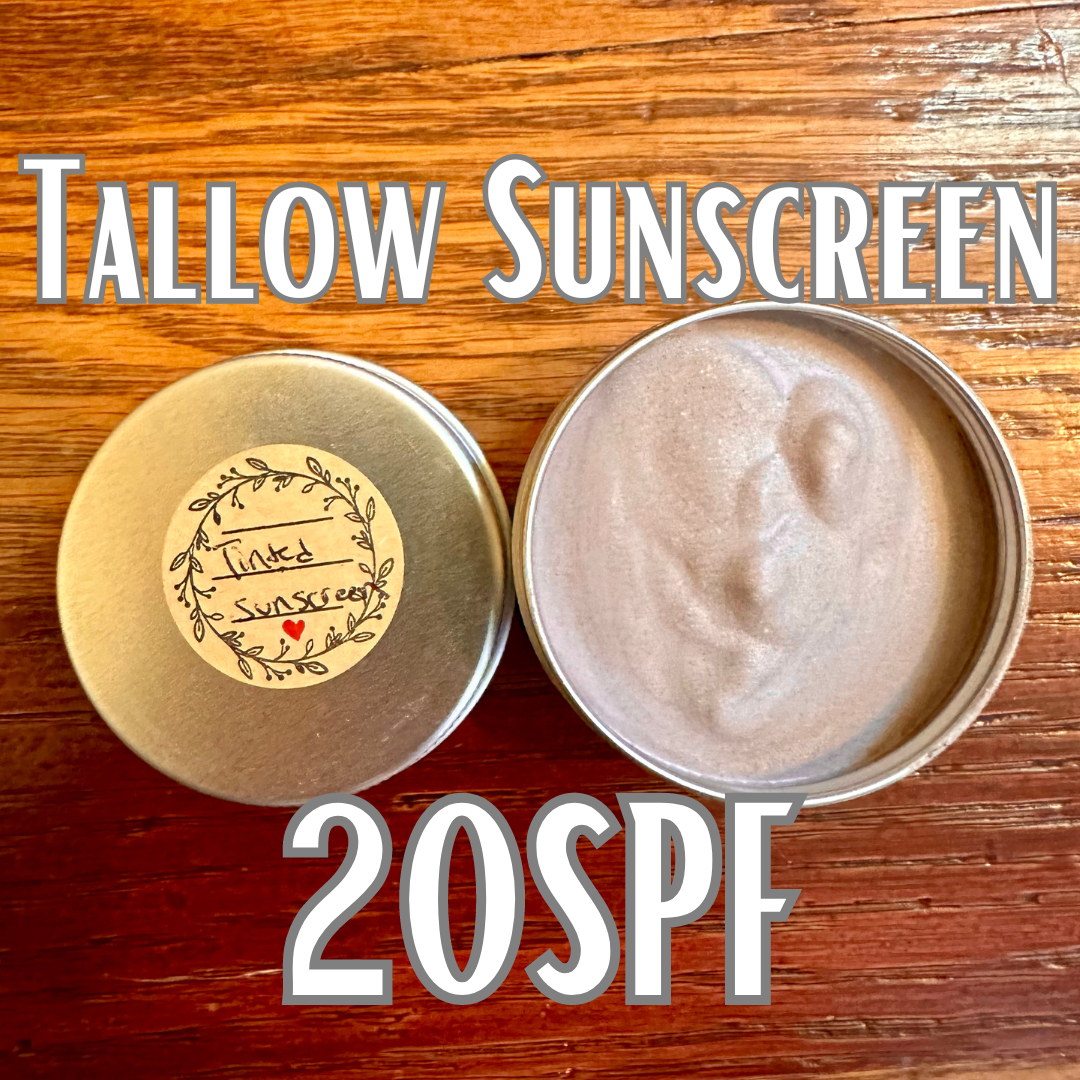 TINTED Tallow Sunscreen Non Toxic Grass Fed Beef Tallow Face & Body Lotion / Eye Cream! Skin care gift for Mom gifts Non-Nano Zinc Oxide