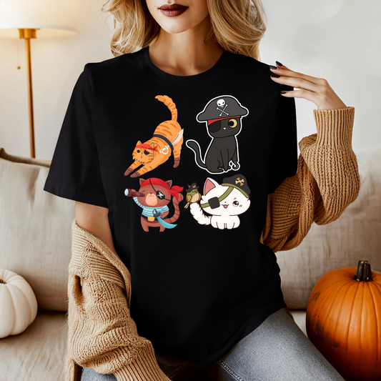 Pirate Cat Shirt for Halloween T-shirts for Funny Cat Halloween gifts Cute Cat Halloween T Shirt for Halloween gift for Cat Lovers gift idea